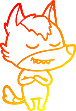 Bir insan tarafından çizilmiş dost canlısı bir kurt çizgi çizimi.