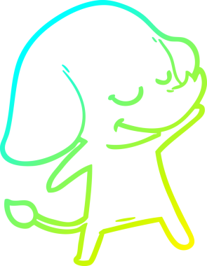 Bir insan tarafından çizilmiş gülümseyen bir filin soğuk gradyan çizimi