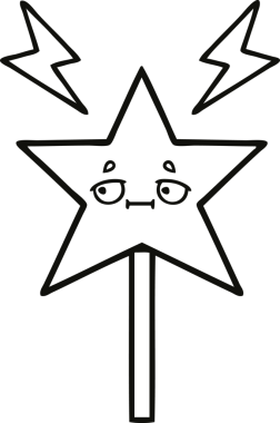 Bir insan tarafından çizilmiş sihirli bir değnek çizimi.