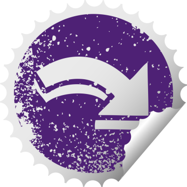 Bir insan tarafından çizilmiş işaretin işaretlenmiş dairesel kabuk soyma etiketi.