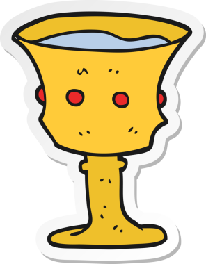 Bir insan tarafından çizilmiş bir ortaçağ bardağının çıkartması.