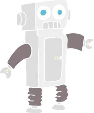 Bir insan tarafından çizilmiş robotun düz renk çizimi