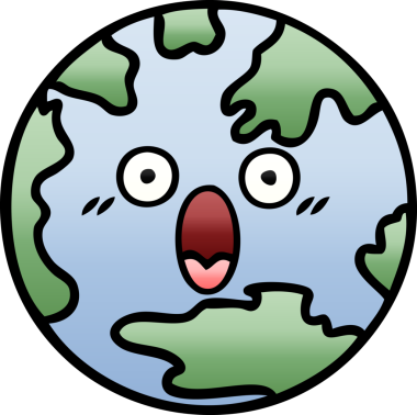 Bir insan tarafından çizilmiş bir gezegenin gölgelenmiş karikatürü.