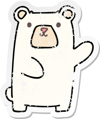 Bir insan tarafından çizilmiş garip bir el çizimi kutup ayısının sıkıntılı çıkartması.