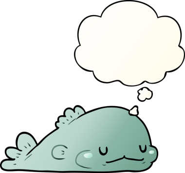 Düşünce baloncuklu karikatür balığı bir insan tarafından çizilmiş.