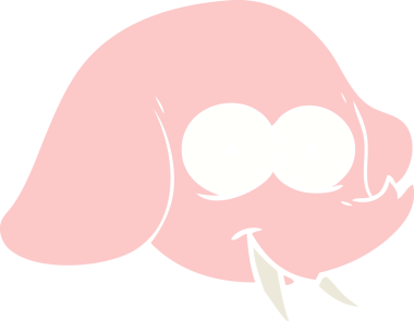 Bir insan tarafından çizilmiş düz renkli fil yüzü.