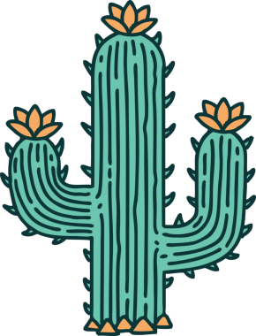 Bir insan tarafından çizilmiş bir kaktüsün ikonik dövme şekli.