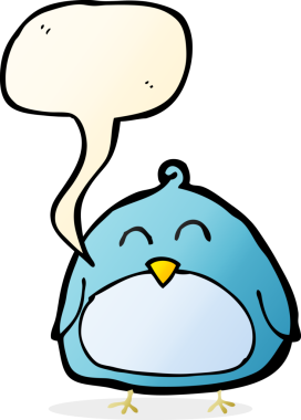 Bir insan tarafından çizilmiş konuşma baloncuklu komik çizgi film kuşu.