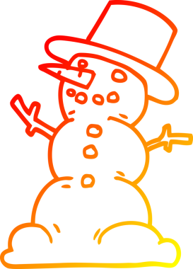 Bir insan tarafından çizilmiş bir kardan adamın sıcak çizgi çizimi