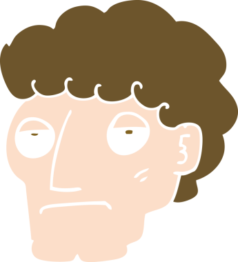 Bir insan tarafından çizilmiş düz renkli çizgi film.