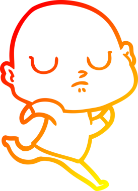 Bir insan tarafından çizilmiş kel bir adamın sıcak çizgi çizimi.