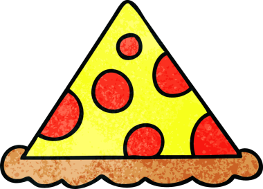 Bir insan tarafından çizilmiş tuhaf bir pizza dilimi.