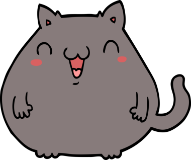 Bir insan tarafından çizilmiş çizgi film kedisi.