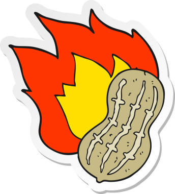 Bir insan tarafından çizilmiş karikatür pişirme yerfıstığı etiketi.