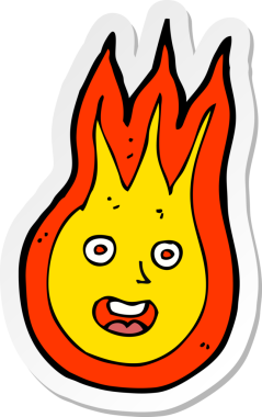 Bir insan tarafından çizilmiş karikatür dostu ateş topu çıkartması.