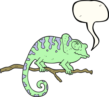 Bir insan tarafından çizilmiş serbest konuşma balonu karikatürü bukalemunu