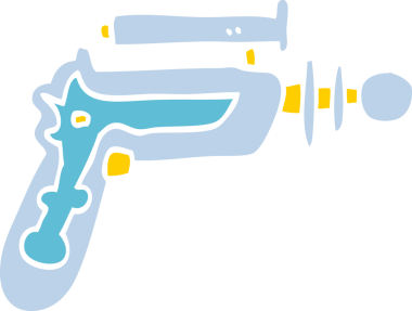 Bir insan tarafından çizilmiş düz renk çizim ışın tabancası