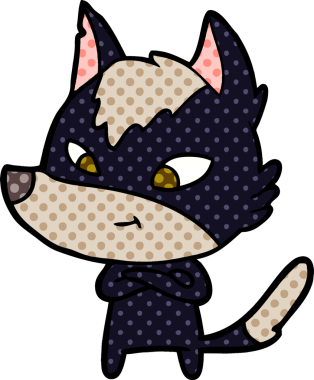 Bir insan tarafından çizilmiş dost canlısı bir kurt.