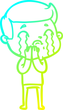 Bir insan tarafından çizilmiş ağlayan bir çizgi film karakteri çizimi.