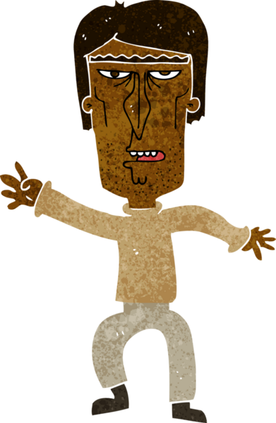 Çizgi filmdeki kızgın adam bir insan tarafından çizilmiş uyarıları sallıyor.