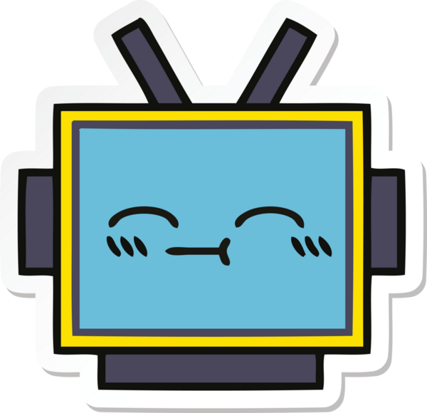 Bir insan tarafından çizilmiş şirin bir robot kafasının çıkartması.