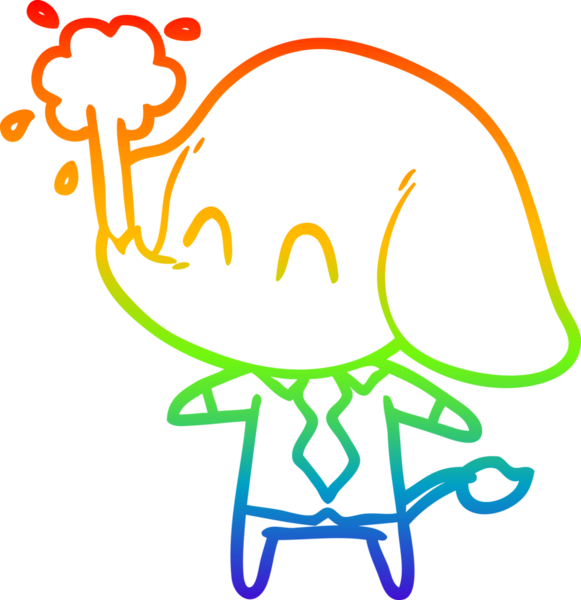 Gökkuşağı gradyan çizgisi insan tarafından çizilmiş su püskürten şirin bir fil çizimi.