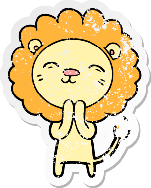 Bir insan tarafından çizilmiş karikatür aslanının sıkıntılı çıkartması.