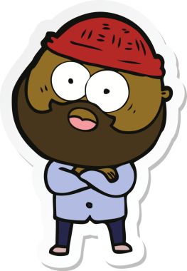 Bir insan tarafından çizilmiş sakallı bir adamın çıkartması.