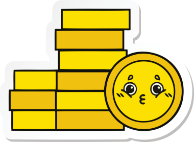 Bir insan tarafından çizilmiş şirin bozuk paraların çıkartması.