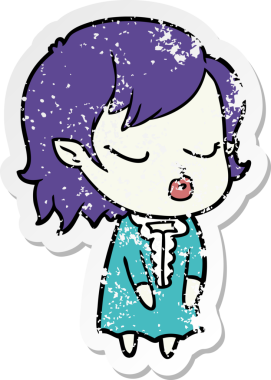 Bir insan tarafından çizilmiş şirin bir vampir kızın sıkıntılı çıkartması.