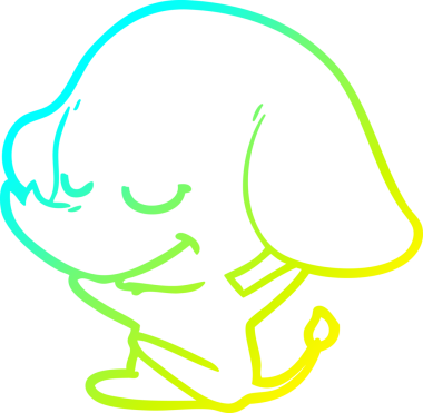 Bir insan tarafından çizilmiş gülümseyen bir filin soğuk gradyan çizimi