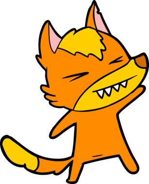 Bir insan tarafından çizilmiş tilki çizgi film karakteri