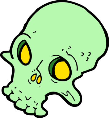 Bir insan tarafından çizilmiş ürkütücü bir kafatası.