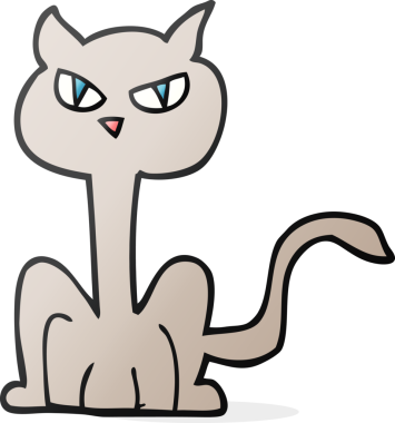 Bir insan tarafından çizilmiş kızgın kedi karikatürü.