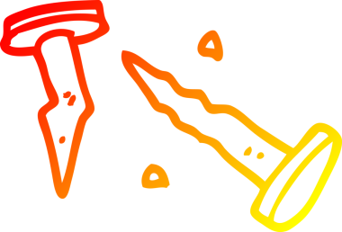 Bir insan tarafından çizilen karikatür çivisinin sıcak gradyan çizgisi