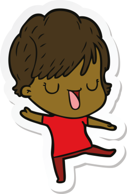 Bir insan tarafından çizilmiş bir karikatür kadının çıkartması.