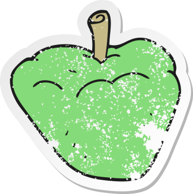 Bir insan tarafından çizilmiş organik elma karikatürünün gerilimli yapıştırması.