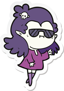 Bir insan tarafından çizilmiş havalı bir vampirin çıkartması.