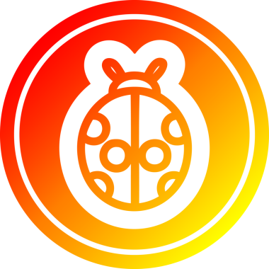 Bir insan tarafından çizilmiş sıcak gradyan bitiş ile sevimli uğur böceği simgesi