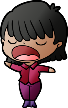 Çizgi filmdeki kadın bir insan tarafından yüksek sesle çizilmiş.