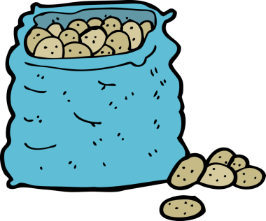 Bir insan tarafından çizilmiş patates çuvalı.