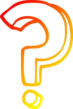 Bir insan tarafından çizilmiş bir çizgi film soru işaretinin sıcak gradyan çizgisi