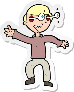 Bir insan tarafından çizilmiş bir karikatür çıkartması.