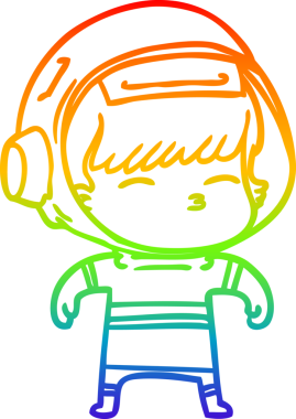 gökkuşağı gradyan çizimi bir insan tarafından çizilmiş meraklı astronot çizgi