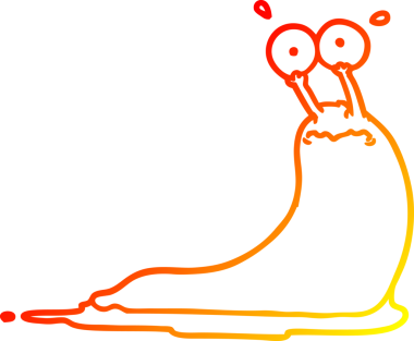 Bir insan tarafından çizilmiş karikatür sümüklü böceğinin sıcak çizgi çizimi