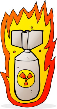 Bir insan tarafından çizilmiş yanan bir bomba.