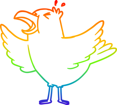 Gökkuşağı gradyan çizgi çizimi Bir insan tarafından çizilen kuş ciyaklaması