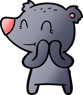 Bir insan tarafından çizilmiş gülümseyen ayı çizgi filmi.