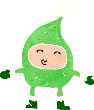 Bir insan tarafından çizilmiş komik bir Noel karakteri.