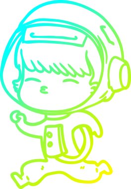 Bir insan tarafından çizilmiş soğuk gradyan çizgi çizimi meraklı koşu astronotu